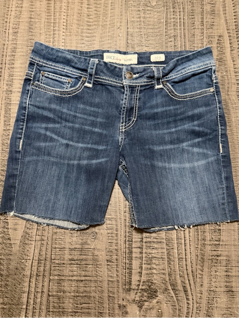 BKE Denim Payton Cutoff Shorts in Medium Blue